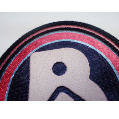 3D Flocking Badge Besi kustom / jahit di tambalan kain untuk Garment Patch embossed logo