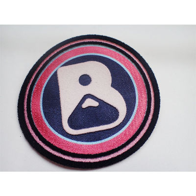 3D Flocking Badge Besi kustom / jahit di tambalan kain untuk Garment Patch embossed logo