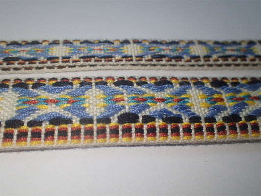 Kapas Tenun Kustom Kekuatan Tinggi Jacquard Tape Berwarna-warni Gaya Nasional