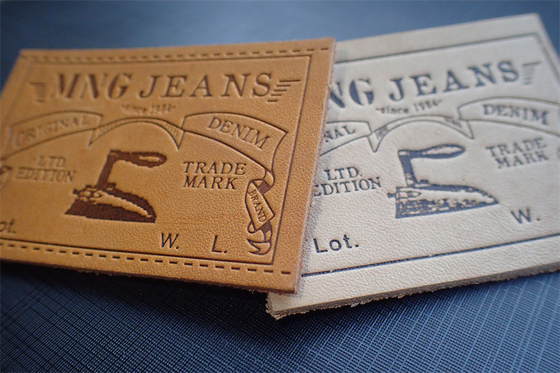 Label Patch Kulit Jeans Ramah Lingkungan Logo Timbul Untuk Seragam