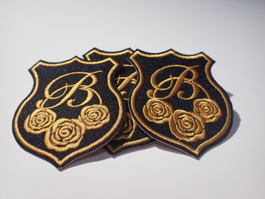 Eco Unique Style Custom Bordir Patch Gold Rose Mengangkat Efek