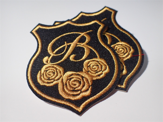 Eco Unique Style Custom Bordir Patch Gold Rose Mengangkat Efek