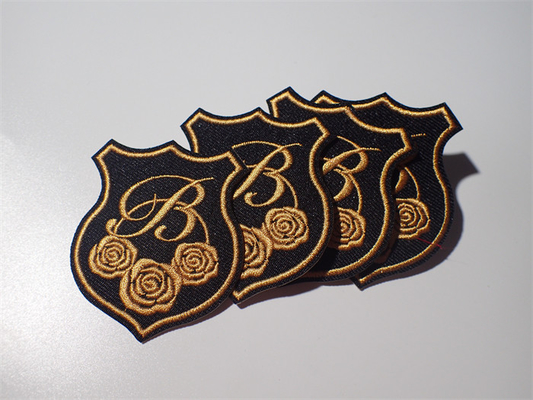 Eco Unique Style Custom Bordir Patch Gold Rose Mengangkat Efek