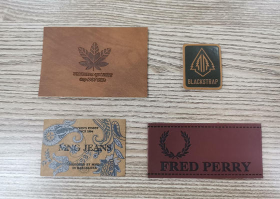 Menjahit Pakaian PU Kulit Patch Label Garment Logo Timbul