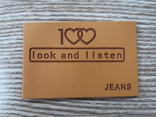 Label Garmen Patch Kulit Timbul Menjahit Logo PU Pakaian