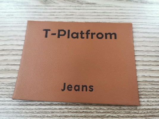 Logo Timbul Suede Microfiber PU Leather Label Dapat Dicuci Ramah Lingkungan