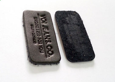 Ramah Lingkungan Dark Brown Embossed Leather Patches Untuk Pakaian
