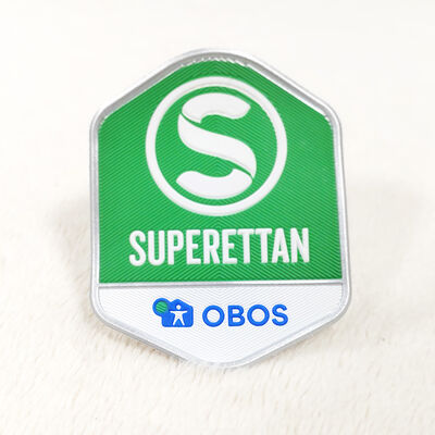 Custom TPU Heat Transfer Badge - Logo Superettan OBOS 3D Label Pakaian yang Diukir untuk Aksesoris Pakaian