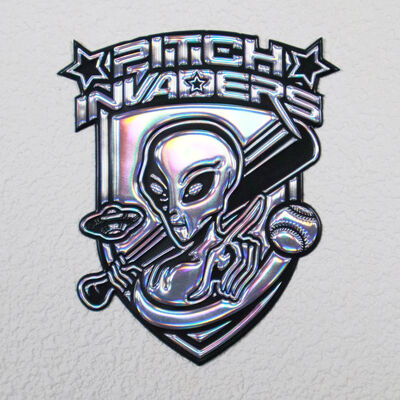 Patch Tegangan TPU Iridescent Kustom - Lencana Logo Alien 3D Holografik untuk Pakaian Olahraga