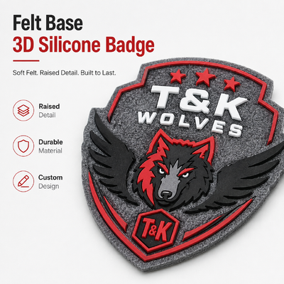 Lencana Silikon 3D Berbahan Dasar Felt Logo Timbul Kustom Jahit Patch Tim Tahan Lama Buatan Kustom Langsung dari Pabrik OEM