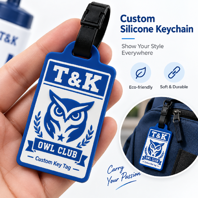 Tag Tas Silikon Custom dengan Logo 3D untuk Ransel Rantai Kunci dan Aksesoris