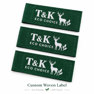 Desain Kustom Label Pakaian Tenun Kepadatan Tinggi Ramah Lingkungan untuk Pakaian dan Merek Mode