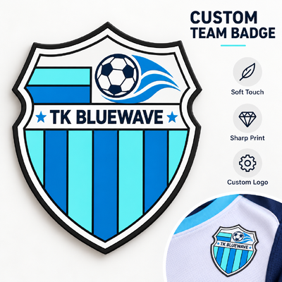 Patch logo TPU Frekuensi Tinggi khusus untuk kaus sepak bola dan pakaian tim